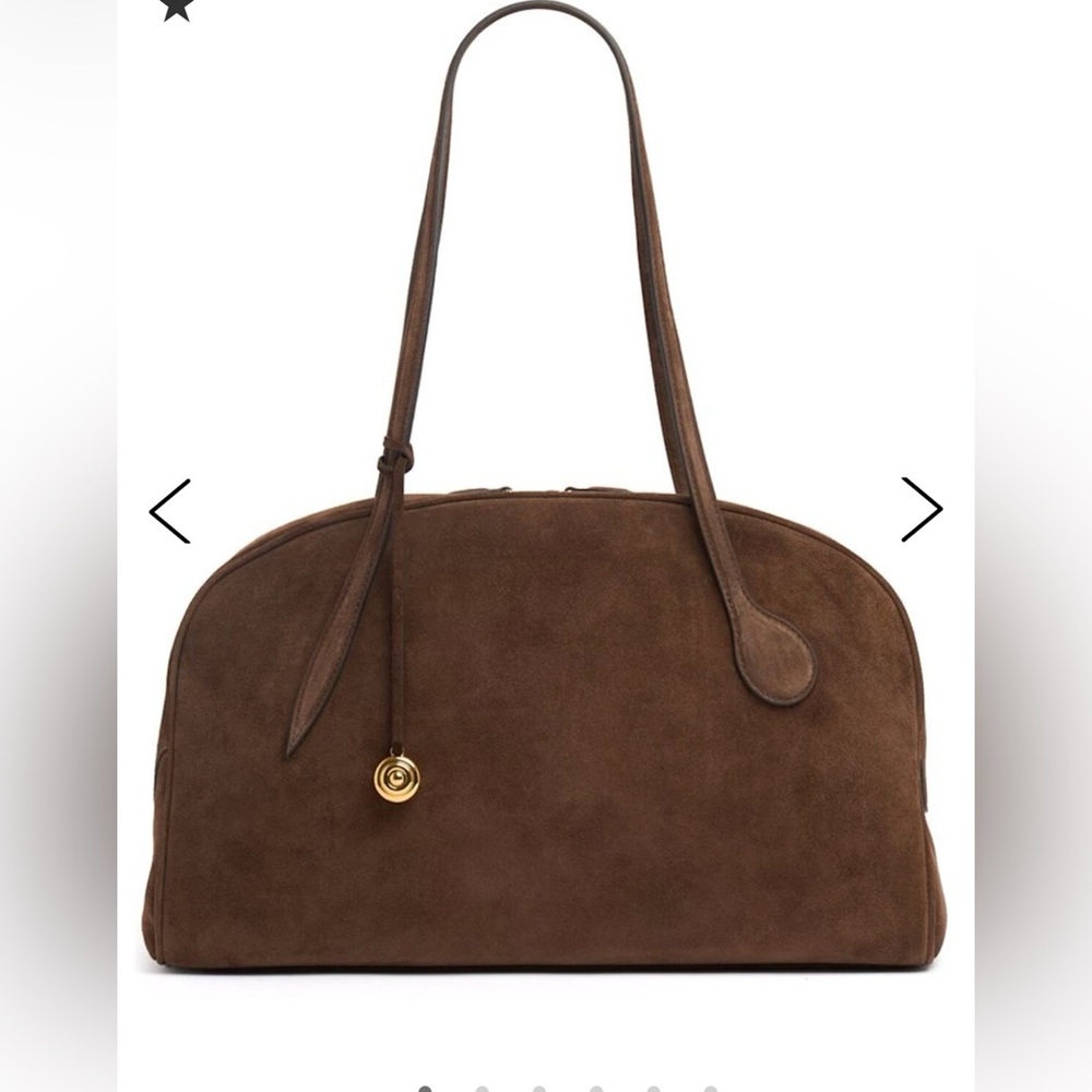 Little Liffner Bowling Tote in Chocolate Suede.